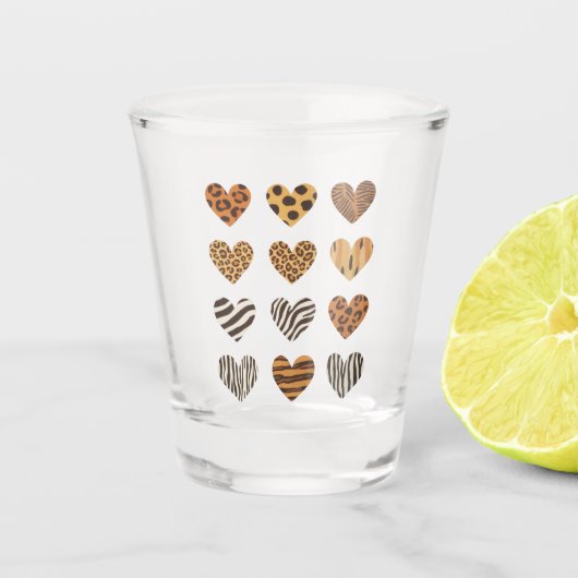 Liebe Herz Leopard Niedlich Valentinstag Schnapsglas (Vorderseite)