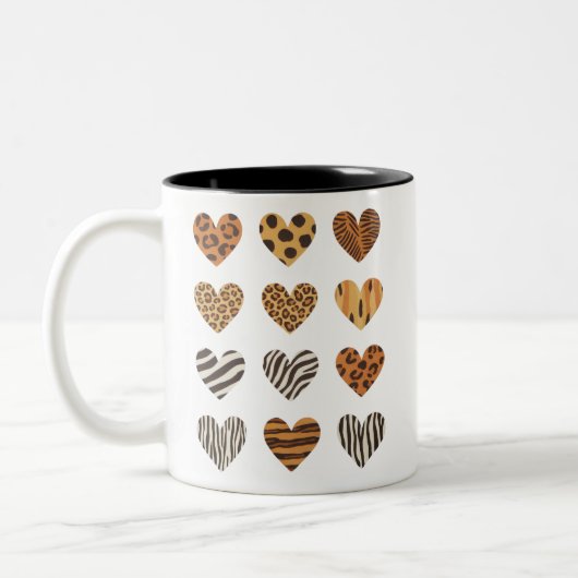 Liebe Herz Leopard Niedlich Valentinstag Zweifarbige Tasse (Links)