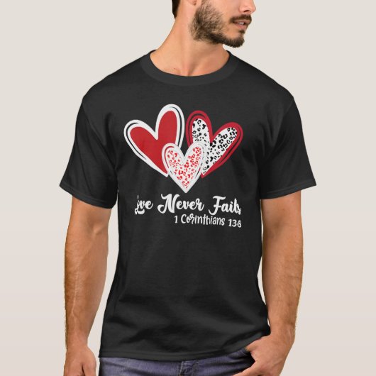 Liebe Herz Leopard Valentine Design rote Herzen T-Shirt (Vorderseite)