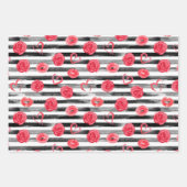 Liebe, Herz, Lippen, Rose und Streifen Geschenkpapier Set (Vorderseite 3)