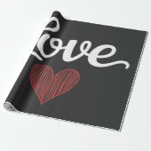 Liebe Herz Minimal Typografie Romantisches Design Geschenkpapier (Ungerollt)