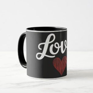 Liebe Herz Minimal Typografie Romantisches Design Tasse