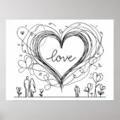 Liebe Herz mit handGezeichnet Linien Poster (Vorne)