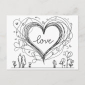 Liebe Herz mit handGezeichnet Linien Postkarte (Vorderseite)