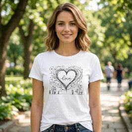 Liebe Herz mit handGezeichnet Linien T-Shirt