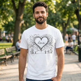 Liebe Herz mit handGezeichnet Linien T-Shirt
