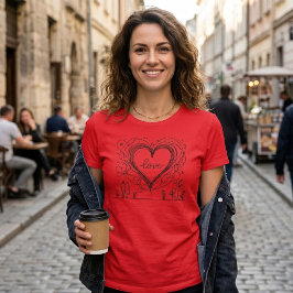 Liebe Herz mit handGezeichnet Linien T-Shirt