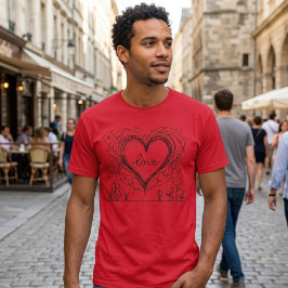 Liebe Herz mit handGezeichnet Linien T-Shirt