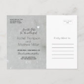 Liebe Herz mit Initialen Hochzeit graue Marmor Ankündigungspostkarte (Rückseite)