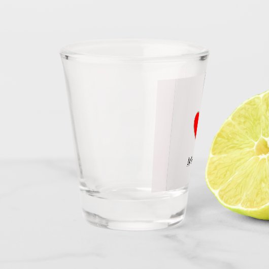 Liebe Herz mit lustigem Text Schnapsglas (Links)