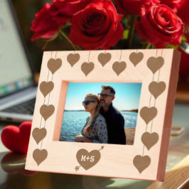 Liebe Herz mit Pfeil & Romantik Paar Initialen Geätzte Rahmen