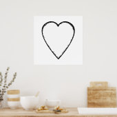 Liebe Herz mit Scribble Edge. Poster (Küche)