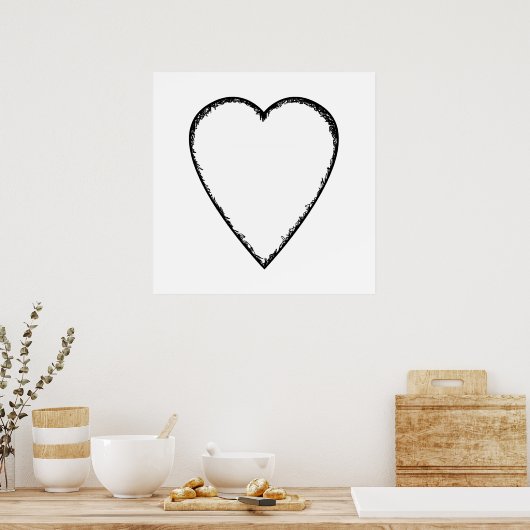 Liebe Herz mit Scribble Edge. Poster (Küche)