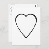 Liebe Herz mit Scribble Edge. Postkarte (Vorne/Hinten)