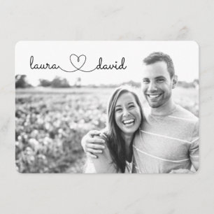 Liebe Herz Moderne Schwarz/Weiß Save the Date Kart