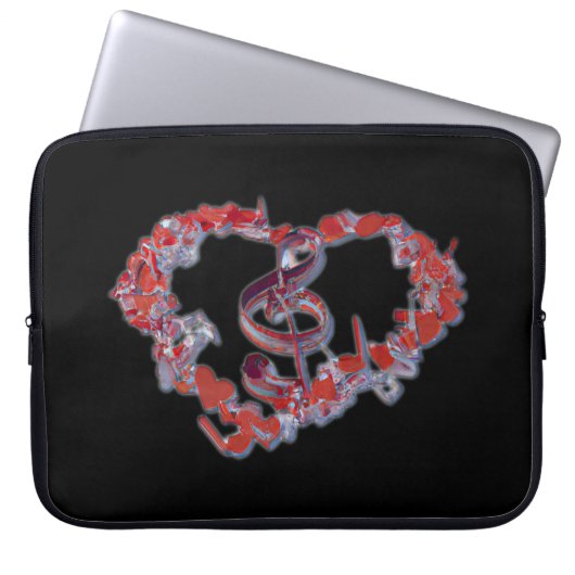 Liebe Herz-Musik-Symbol Laptopschutzhülle (Vorderseite)