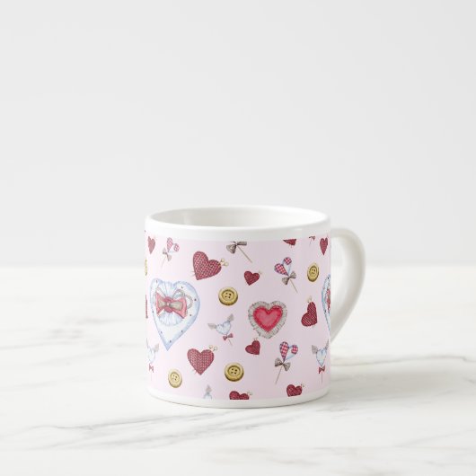 Liebe Herz Nähen Wasserfarbe           Espressotasse (Vorderseite Rechts)