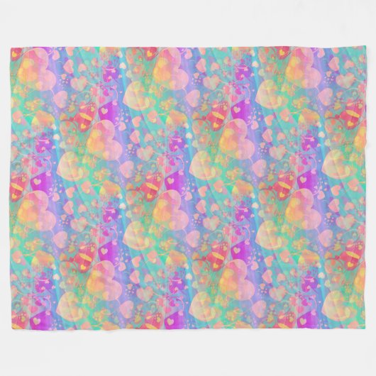 Liebe Herz - Nahtloses Muster 1 Fleecedecke (Vorderseite (Horizontal))