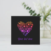 Liebe Herz ombre rosa lila doodle Flachkarte (Stehend Vorderseite)