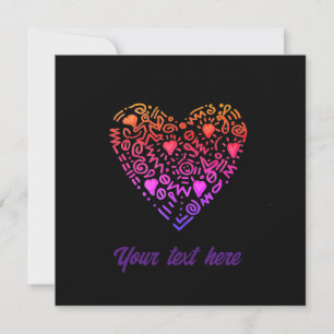 Liebe Herz ombre rosa lila doodle Flachkarte