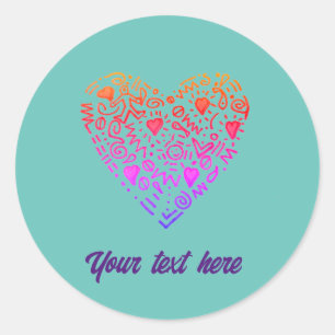 Liebe Herz ombre rosa lila doodle scribble Runder Aufkleber