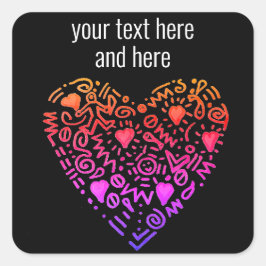 Liebe Herz ombre rosa lila Quadratischer Aufkleber