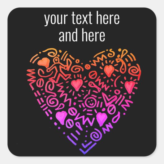Liebe Herz ombre rosa lila Quadratischer Aufkleber (Vorderseite)