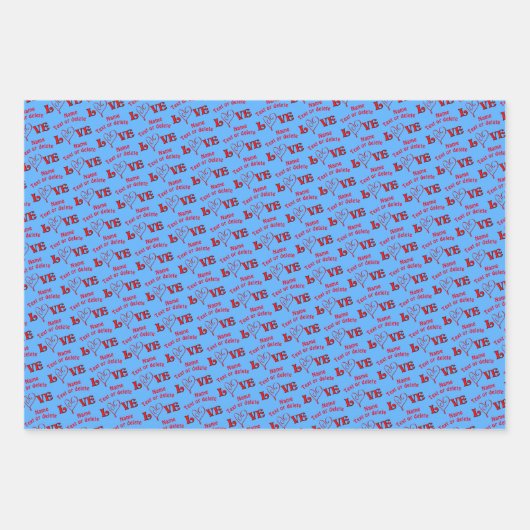 Liebe Herz Personalisiert Geschenkpapier Set (Vorderseite 3)