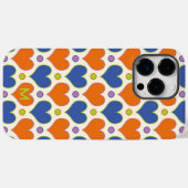 Liebe Herz & Polka Dottern Muster in Blau & Orange Case-Mate iPhone Hülle (Rückseite (Horizontal))