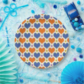 Liebe Herz & Polka Dottern Muster in Blau & Orange Pappteller (Party)