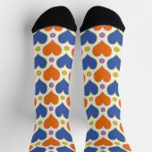 Liebe Herz & Polka Dottern Muster in Blau & Orange Socken (Oben)
