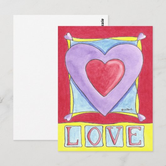 Liebe Herz Postkarte (Vorne/Hinten)