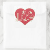 LIEBE HERZ QUADRATISCHER AUFKLEBER (Tasche)
