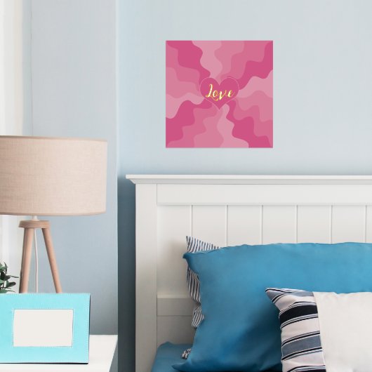Liebe Herz - Rosa Foliendrucke (In Situ (Schlafzimmer))