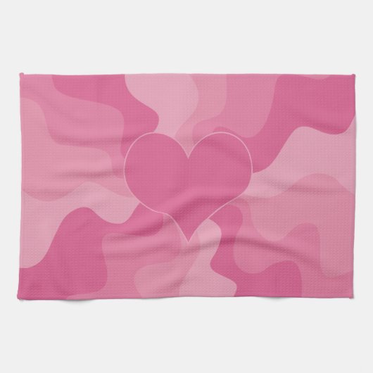 Liebe Herz - Rosa Geschirrtuch (Horizontal)