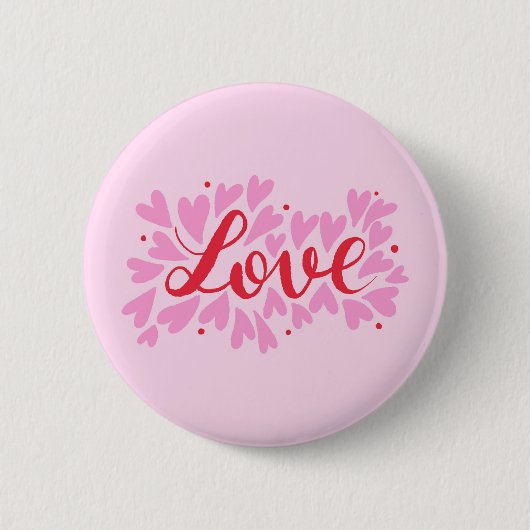 Liebe Herz - rosa und rot Button (Vorderseite)