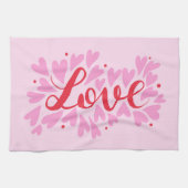 Liebe Herz - rosa und rot Geschirrtuch (Horizontal)