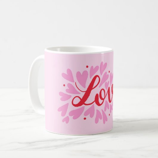 Liebe Herz - rosa und rot Kaffeetasse (Vorderseite Links)