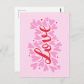 Liebe Herz - rosa und rot Postkarte (Vorne/Hinten)