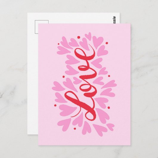 Liebe Herz - rosa und rot Postkarte (Vorne/Hinten)