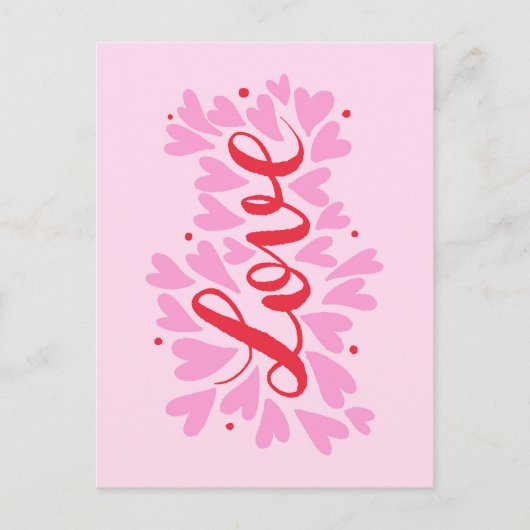 Liebe Herz - rosa und rot Postkarte (Vorderseite)