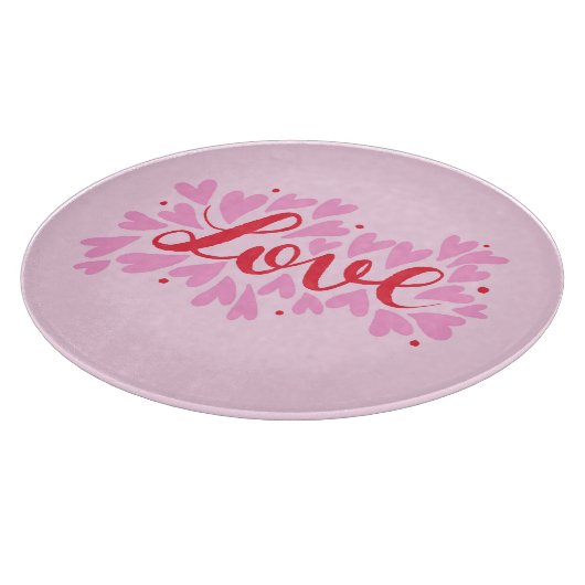 Liebe Herz - rosa und rot Schneidebrett (Ecke)