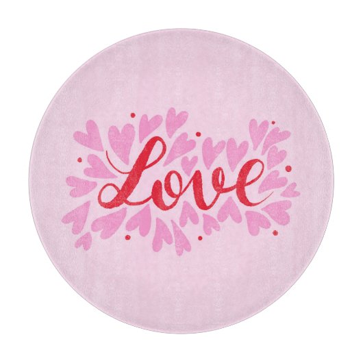 Liebe Herz - rosa und rot Schneidebrett (Vorderseite)