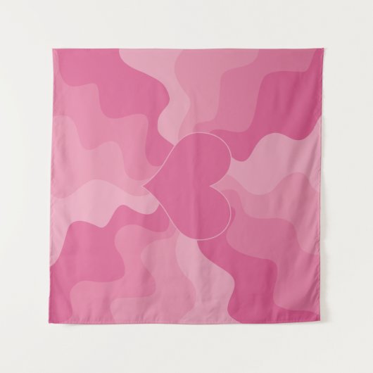 Liebe Herz - Rosa Wandteppich (Vorderseite (Horizontal))