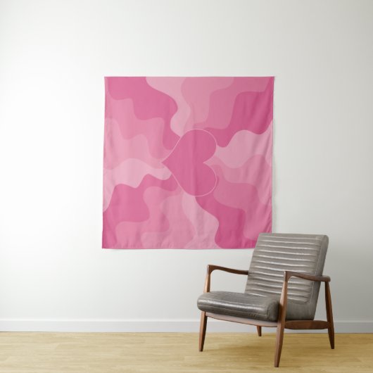 Liebe Herz - Rosa Wandteppich (Beispiel (Horizontal))