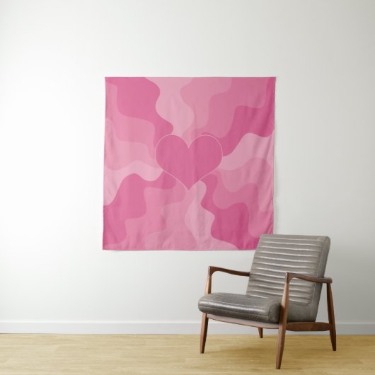 Liebe Herz - Rosa Wandteppich (Beispiel)