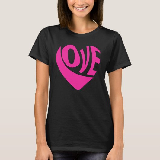 Liebe Herz rosa Wort T-Shirt (Vorderseite)