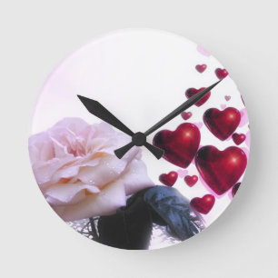 Liebe Herz Rose Blossom Blume Zerstörung Natur Runde Wanduhr