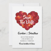 Liebe Herz Rose Petals Save the Date Karte (Vorderseite)