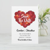 Liebe Herz Rose Petals Save the Date Karte (Stehend Vorderseite)